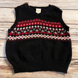 Boy’s Fair Isle Sweater Vest Gymboree Sz 12-18 Months Black Red White Toddler